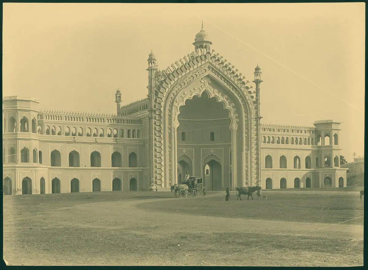 An archival photograph of the Rumi Darwaza, Lucknow