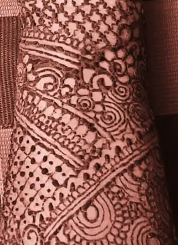 A bride's hands and forearms covered in fine mehendi
